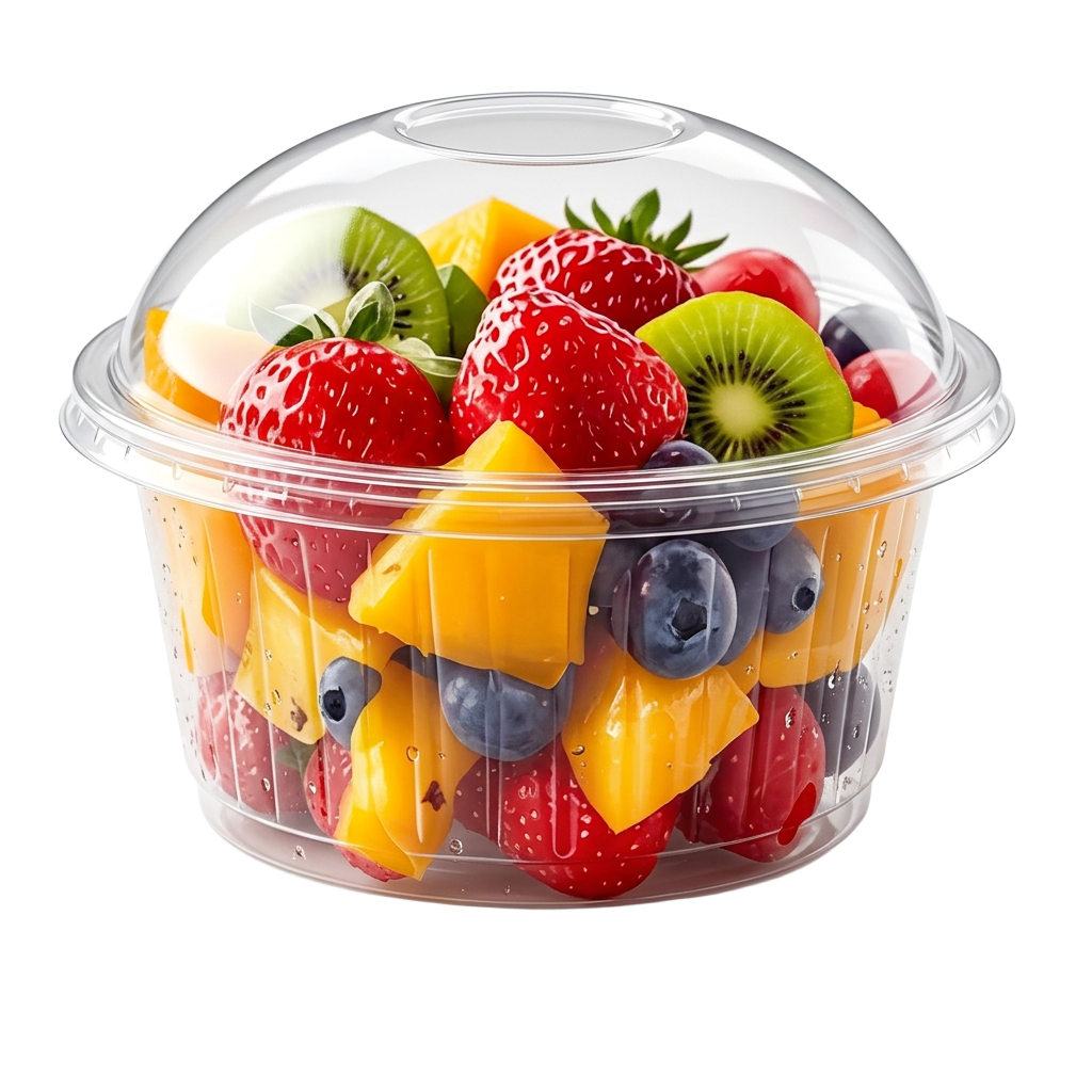 Tarrina 3D DELFRUTAS de medio litro con ensalada de frutas frescas: fresa, kiwi, mango, piña y arándanos